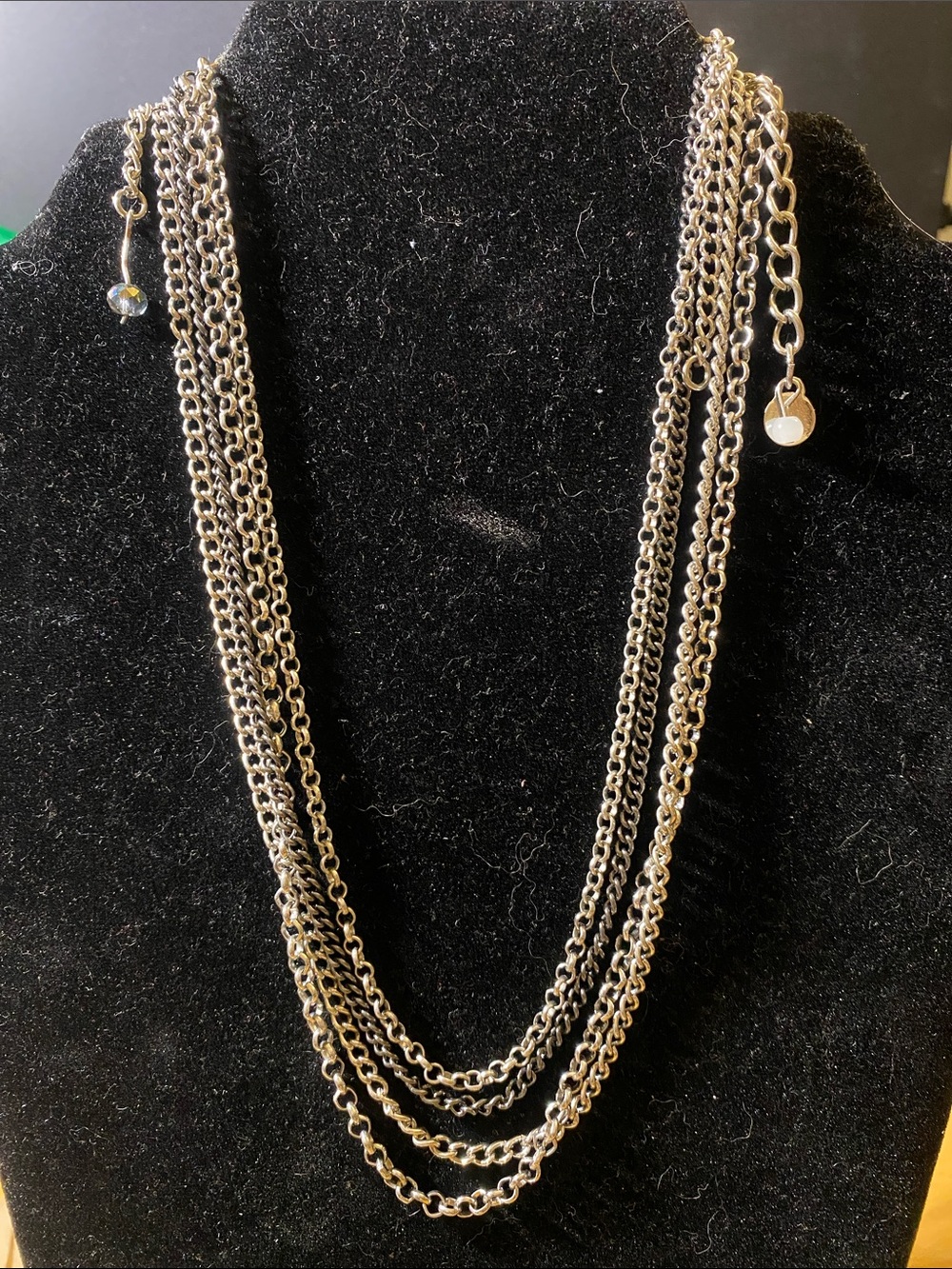 Multi-Strand silver and gunmetal -Tone Layered Necklace